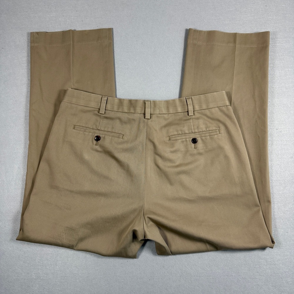 Eddie Bauer Mens Pants Classic Fit 36x30 Khaki Cotton Wrinkle Resistant Chino - Picture 6 of 13